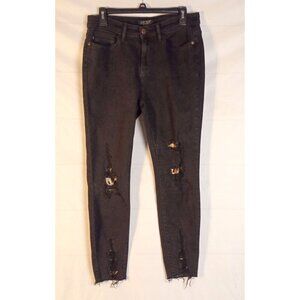Judy Blue Leopard Patch Distressed Black Skinny Jeans Women 9/29 Mid Rise